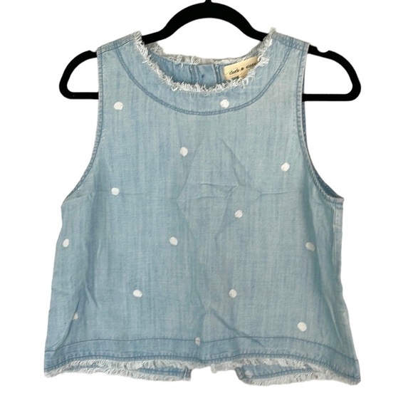 cloth & stone Tops - 𝅺NWOT Cloth & Stone Boho Denim Crop Top Sleeveless Fringe Top Size Small